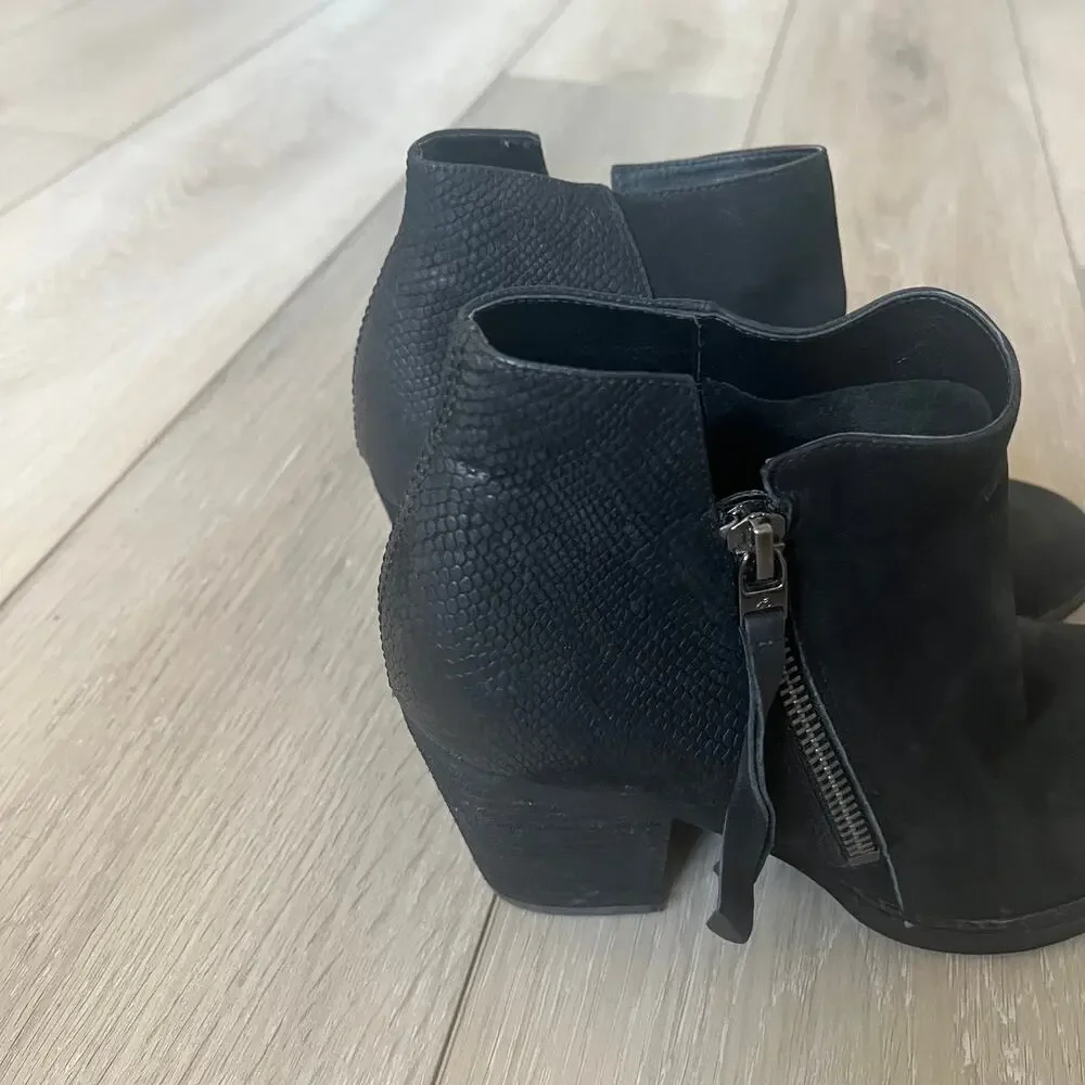 Sam Edelman 'Macon' Women's SZ 6 Black Nubuck Leather Snake Print Ankle Boot